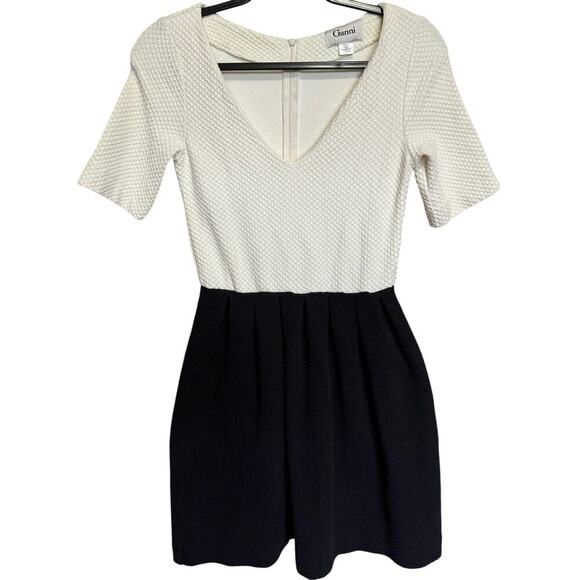 Ganni Anthropology Colorblock Fit & Flare Dress In White & Black Size Small - Picture 2 of 8